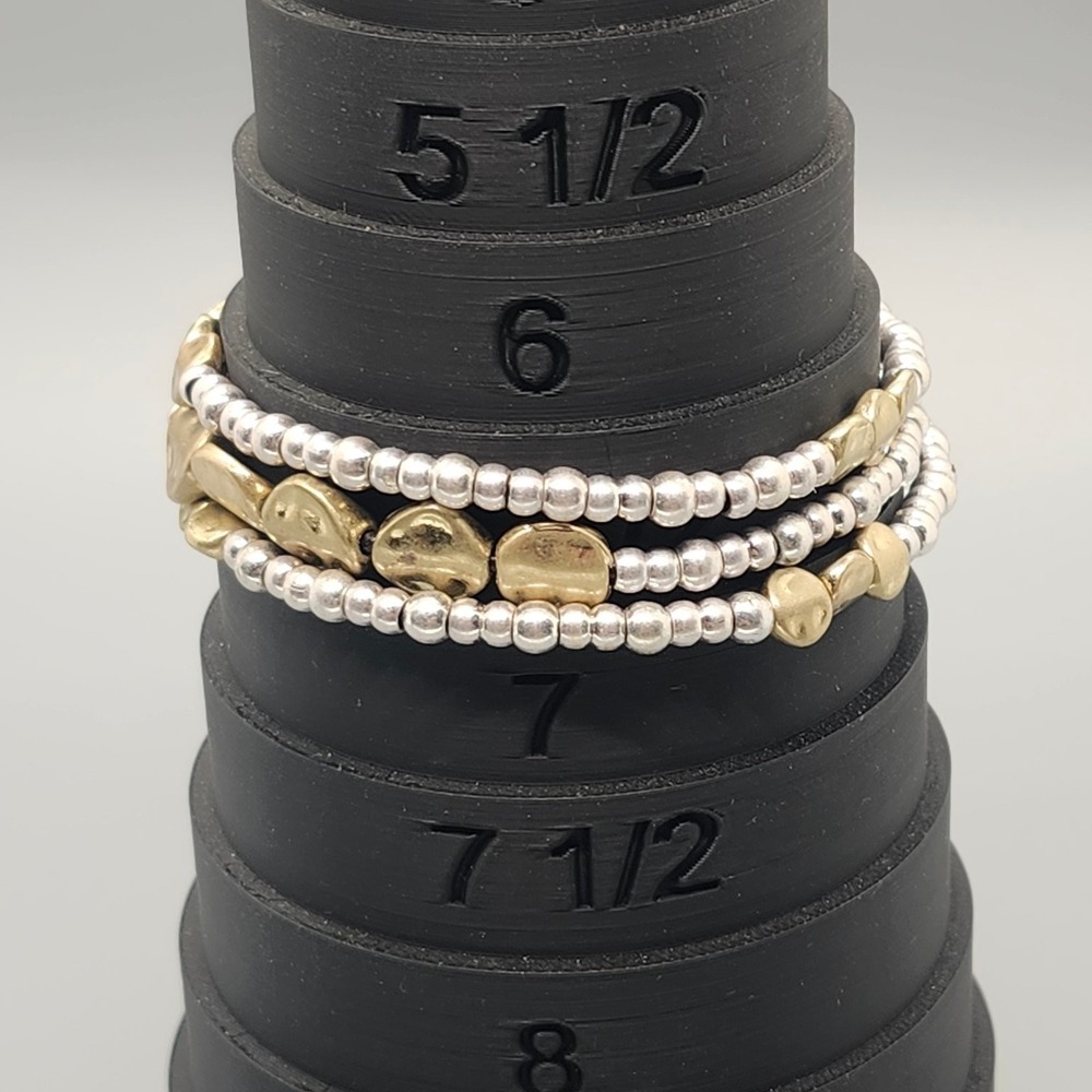 Lucky Brand Multi-Wrap Beaded Bracelet Silver Gold Tone Charm Toggle JLRY7326DJ